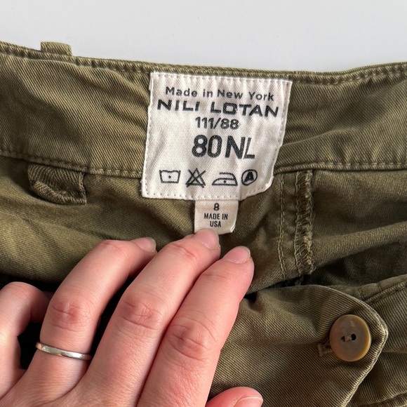 Nili Lotan Henna Cropped Military Olive Green Pants Sz 8 Zip Hem Utility Jogger - Picture 4 of 10